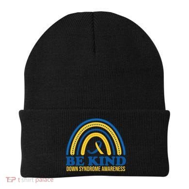 Be Kind Down Syndrome Awareness Rainbow Ribbon Beanie