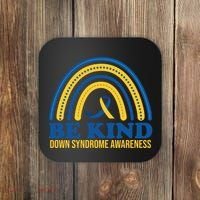Be Kind Down Syndrome Awareness Rainbow Ribbon Coaster thumb 0