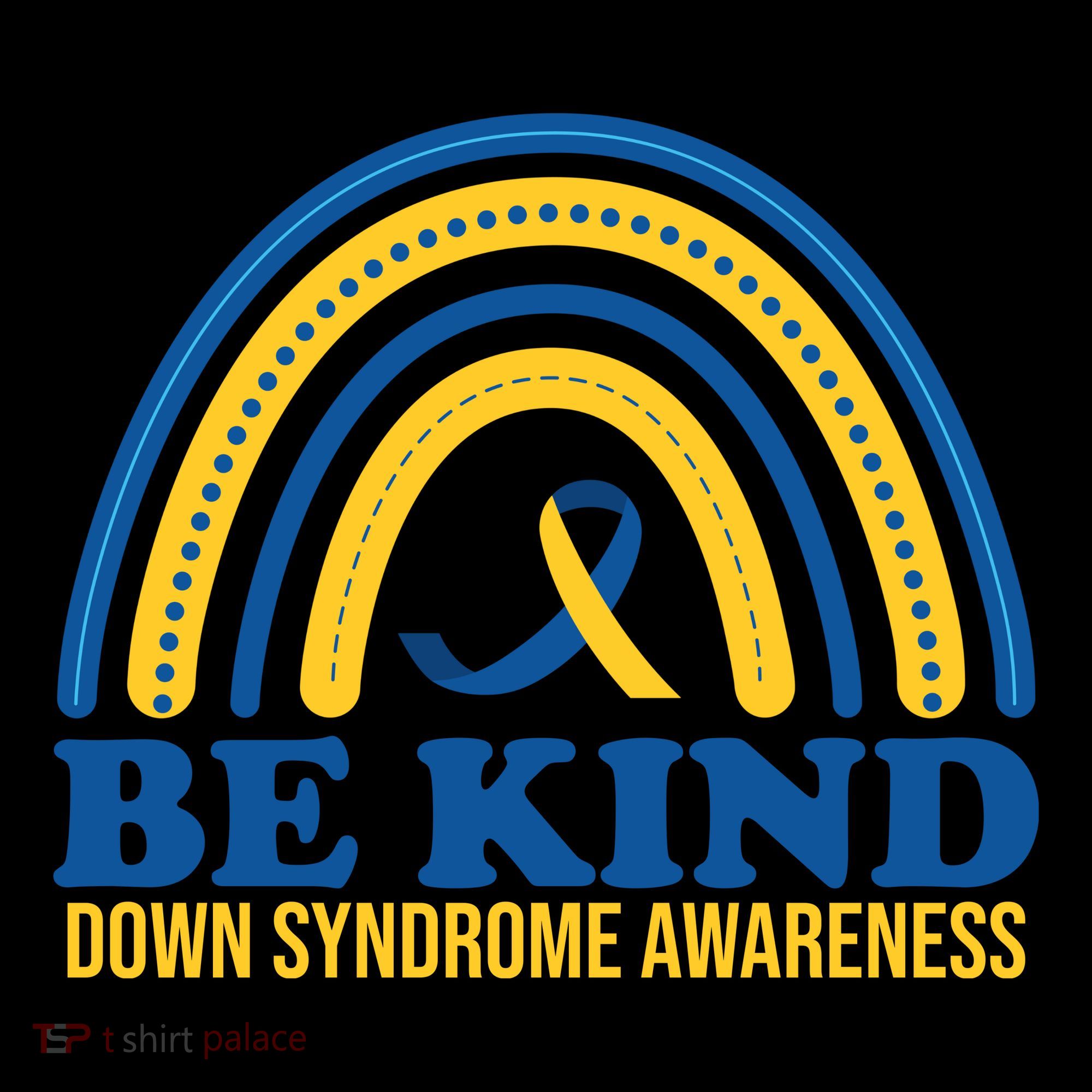 Be Kind Down Syndrome Awareness Rainbow Ribbon Coaster