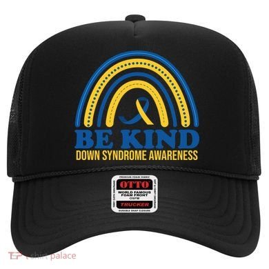 Be Kind Down Syndrome Awareness Rainbow Ribbon Hat
