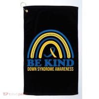 Be Kind Down Syndrome Awareness Rainbow Ribbon Golf Towel thumb 0