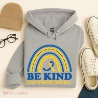 Be Kind Down Syndrome Awareness Rainbow Ribbon Hoodie thumb 4