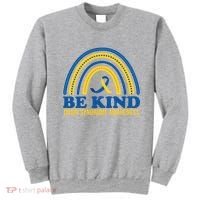Be Kind Down Syndrome Awareness Rainbow Ribbon Sweatshirt thumb 0