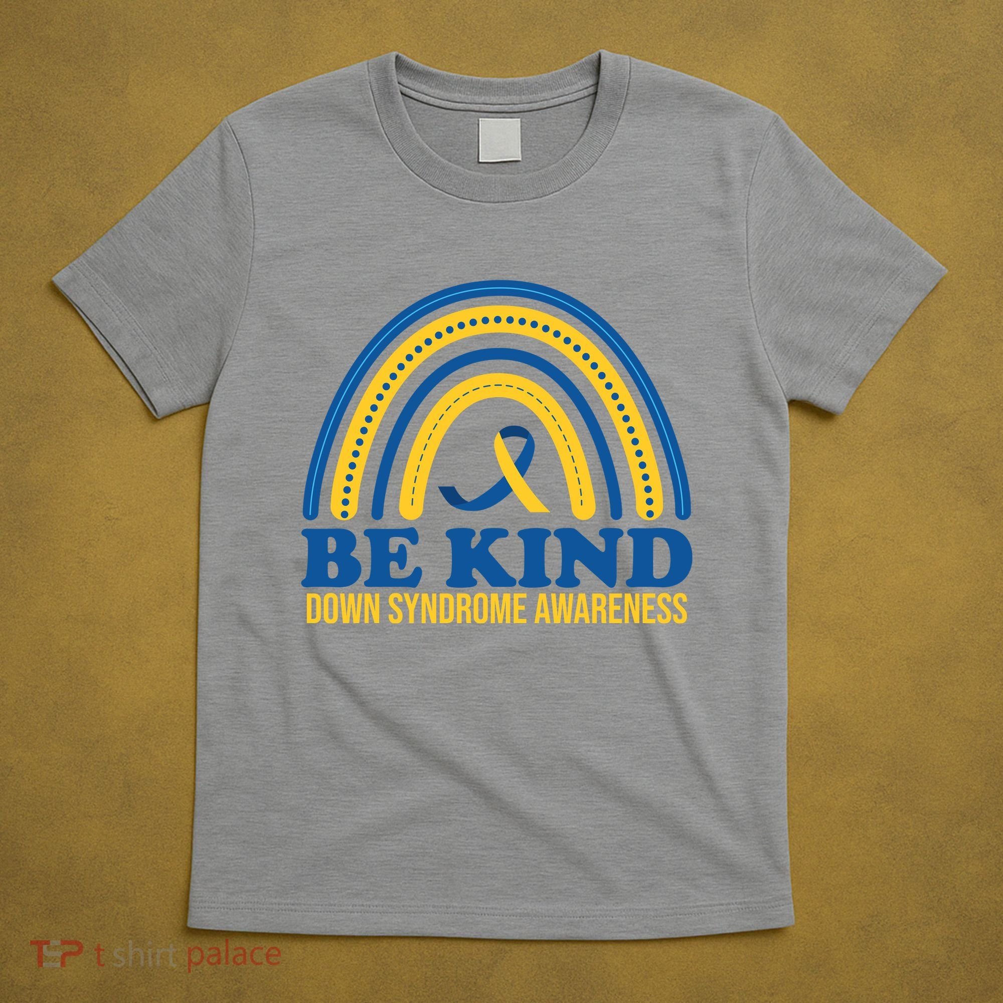 Be Kind Down Syndrome Awareness Rainbow Ribbon T-Shirt