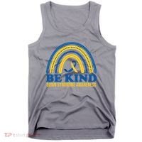 Be Kind Down Syndrome Awareness Rainbow Ribbon Tank Top thumb 0