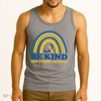 Be Kind Down Syndrome Awareness Rainbow Ribbon Tank Top thumb 3