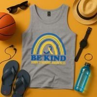 Be Kind Down Syndrome Awareness Rainbow Ribbon Tank Top thumb 4