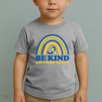 Be Kind Down Syndrome Awareness Rainbow Ribbon Toddler T-Shirt thumb 2