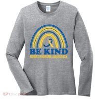 Be Kind Down Syndrome Awareness Rainbow Ribbon Women's Long Sleeve Shirt thumb 0