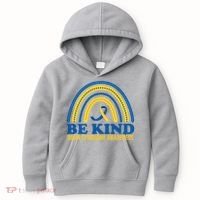 Be Kind Down Syndrome Awareness Rainbow Ribbon Kids Hoodie thumb 0