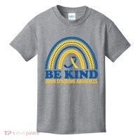 Be Kind Down Syndrome Awareness Rainbow Ribbon Kids T-Shirt thumb 0