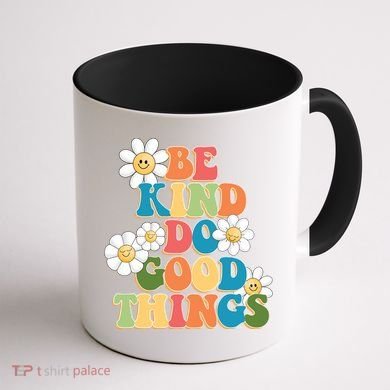 Be Kind Do Good Things Retro Sunflower Coffee Mug back