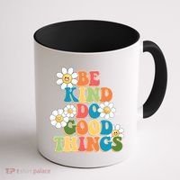 Be Kind Do Good Things Retro Sunflower Coffee Mug thumb 1