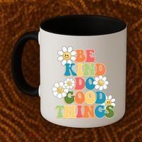 Be Kind Do Good Things Retro Sunflower Coffee Mug thumb 2