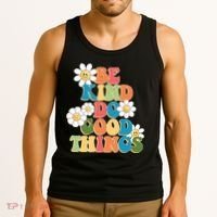 Be Kind Do Good Things Retro Sunflower Tank Top thumb 3