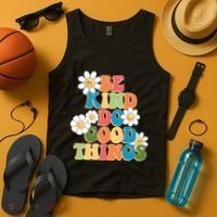 Be Kind Do Good Things Retro Sunflower Tank Top thumb 4