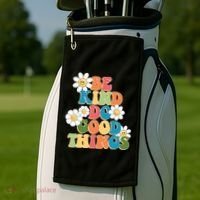 Be Kind Do Good Things Retro Sunflower Golf Towel thumb 2
