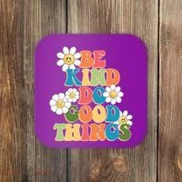 Be Kind Do Good Things Retro Sunflower Coaster thumb 0