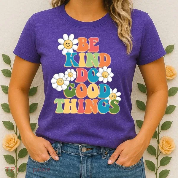 Be Kind Do Good Things Retro Sunflower Women's T-Shirt