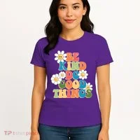 Be Kind Do Good Things Retro Sunflower Women's T-Shirt thumb 4