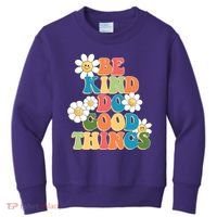 Be Kind Do Good Things Retro Sunflower Kids Sweatshirt thumb 0