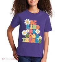 Be Kind Do Good Things Retro Sunflower Kids T-Shirt thumb 2