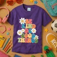 Be Kind Do Good Things Retro Sunflower Kids T-Shirt thumb 3
