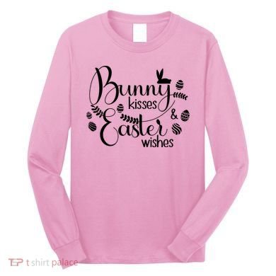 Bunny Kisses Easter Wishes Long Sleeve Shirt