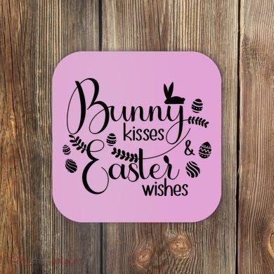Bunny Kisses Easter Wishes Coaster