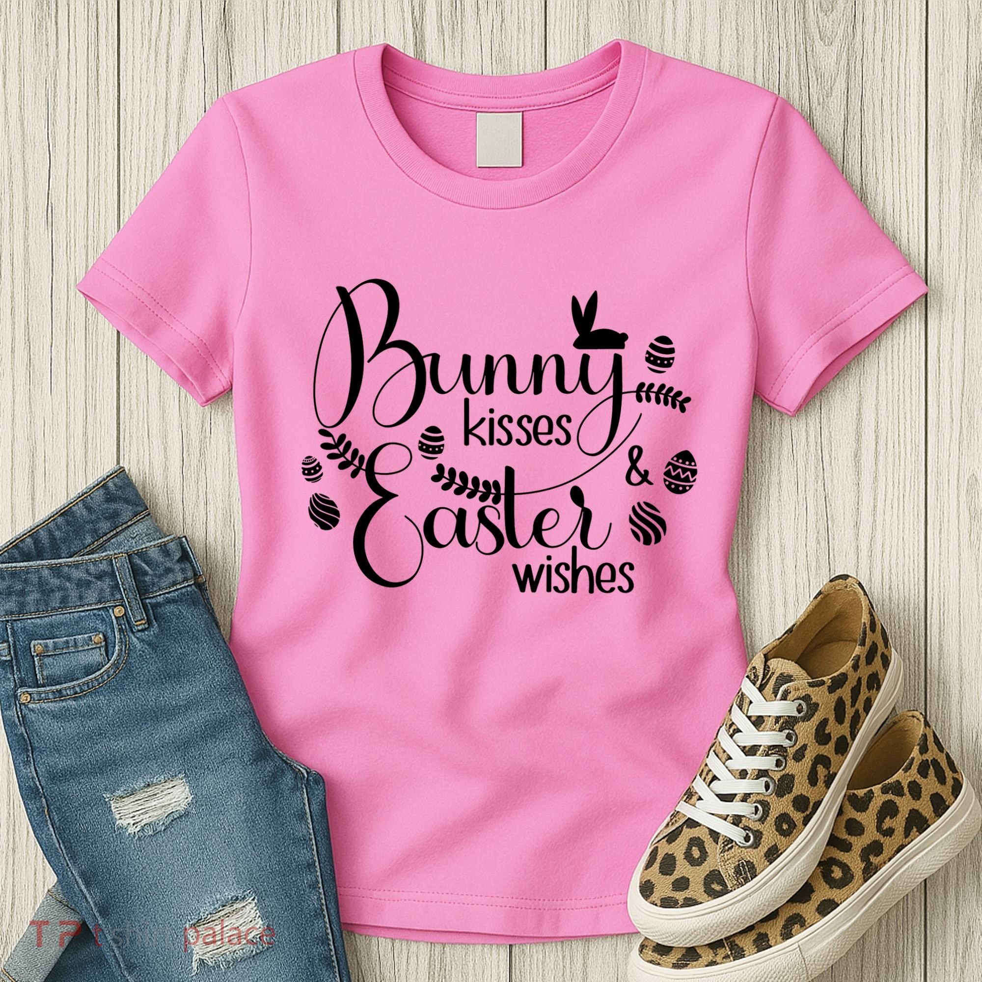 Bunny Kisses Easter Wishes Women's T-Shirt