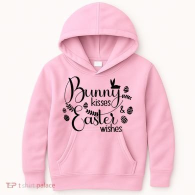 Bunny Kisses Easter Wishes Kids Hoodie