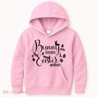 Bunny Kisses Easter Wishes Kids Hoodie thumb 0