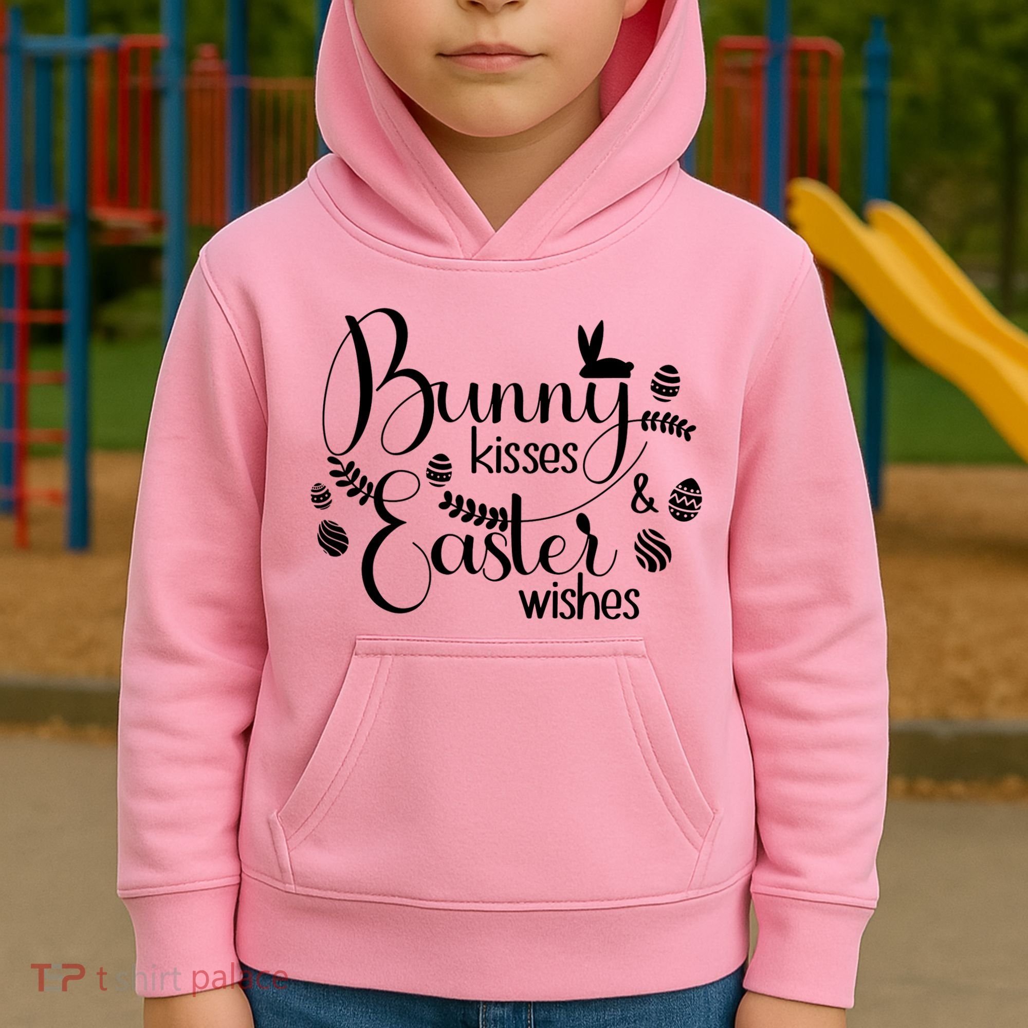 Bunny Kisses Easter Wishes Kids Hoodie