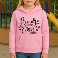 Bunny Kisses Easter Wishes Kids Hoodie thumb 3