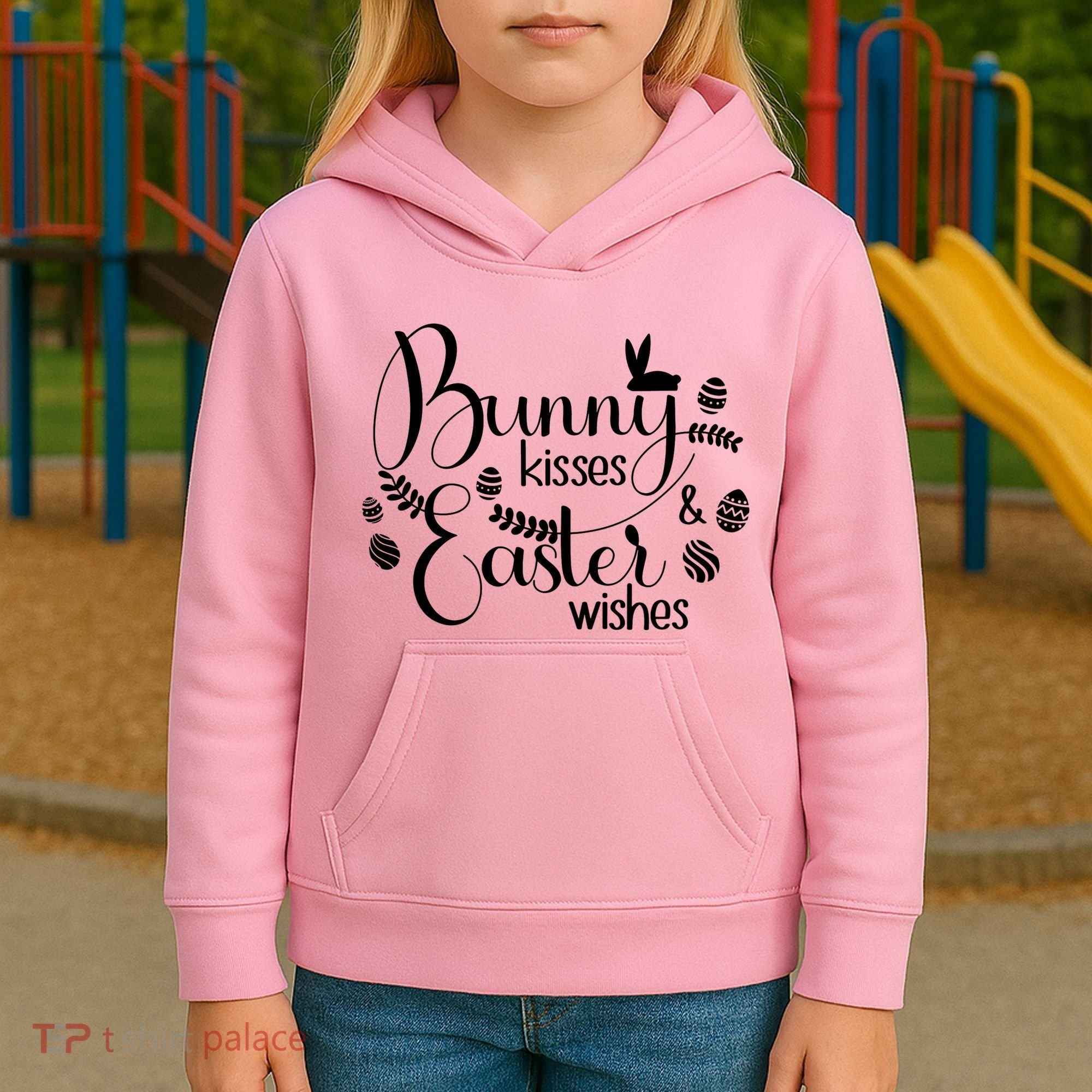 Bunny Kisses Easter Wishes Kids Hoodie