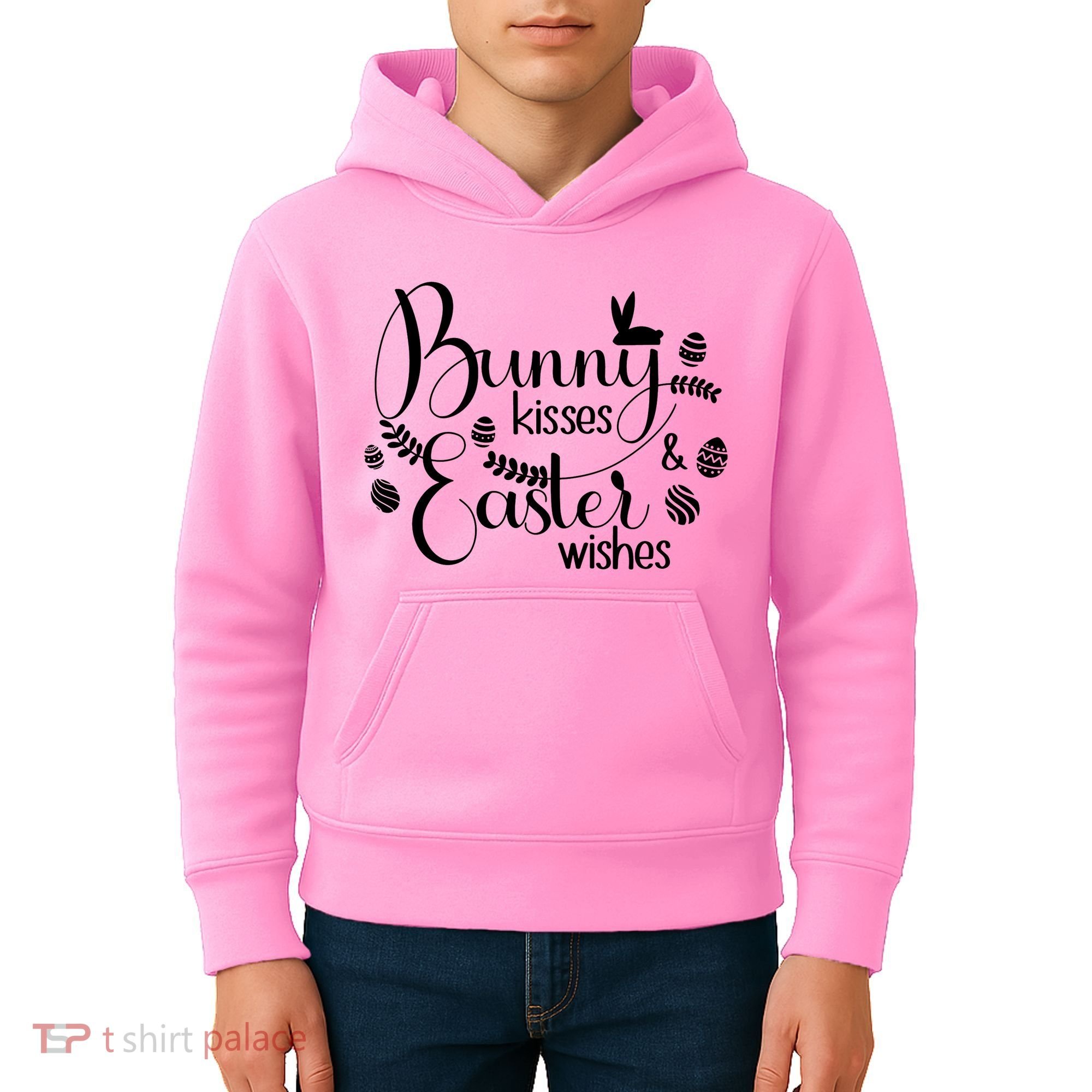 Bunny Kisses Easter Wishes Kids Hoodie