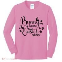 Bunny Kisses Easter Wishes Kids Long Sleeve Shirt thumb 0