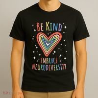 Be Kind Embrace Neurodiversity Heart Autism Awareness Month T-Shirt thumb 3