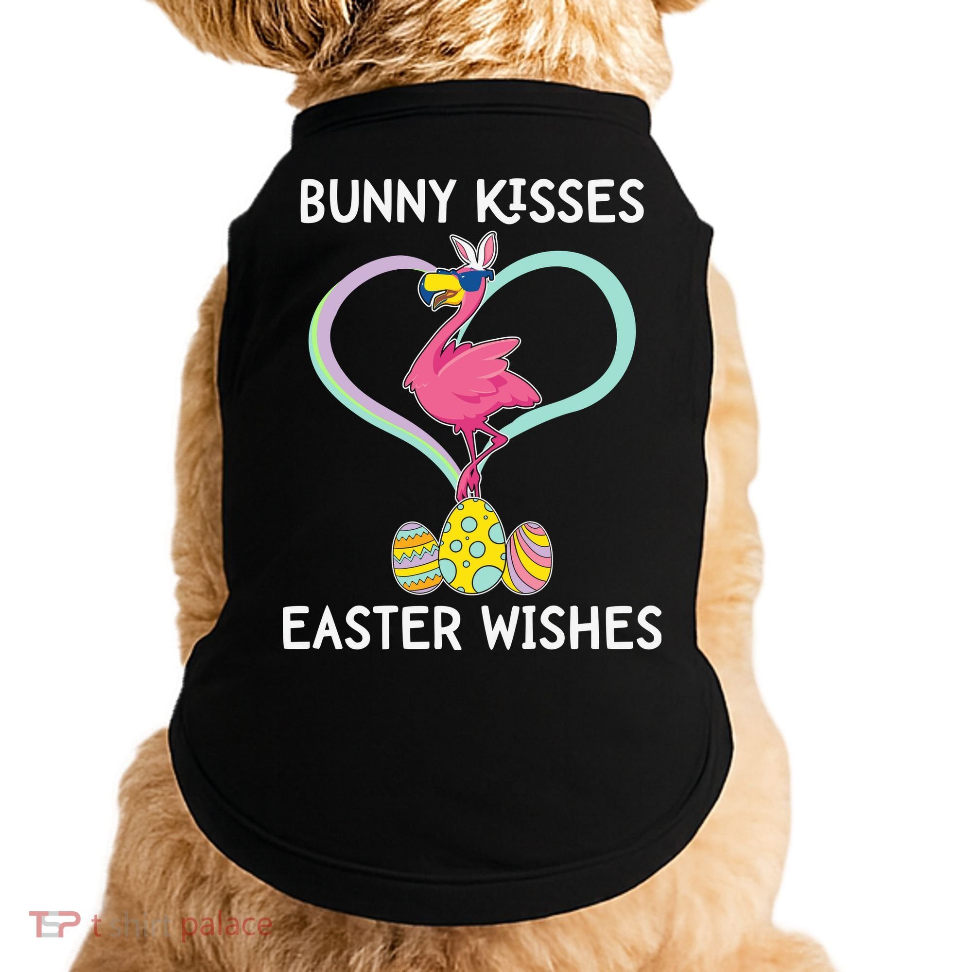 Bunny Kisses Easter Wishes Flamingo Happy Easter Day Gift Doggie Tank