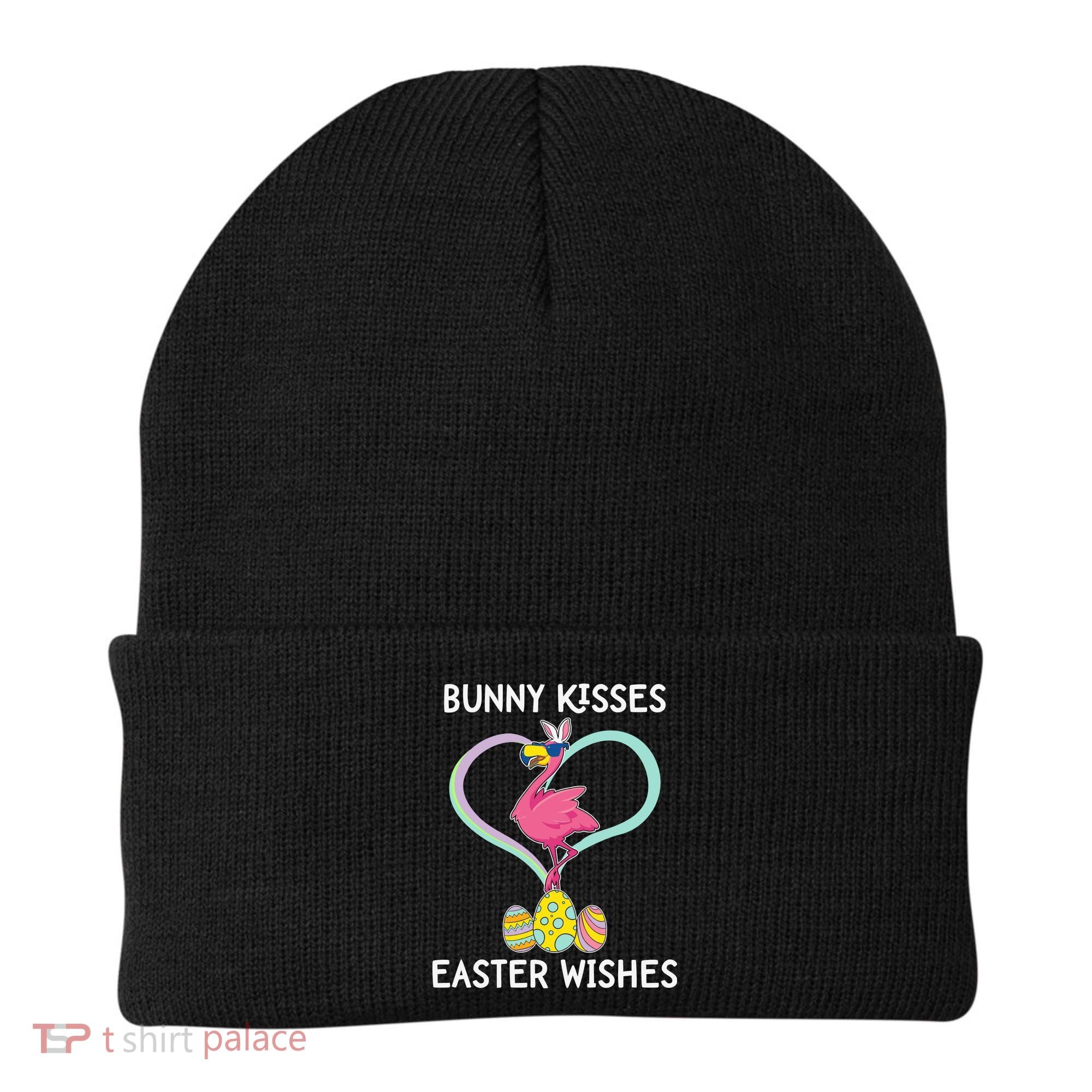 Bunny Kisses Easter Wishes Flamingo Happy Easter Day Gift Beanie