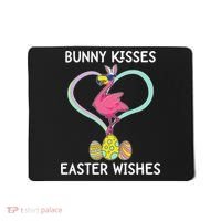 Bunny Kisses Easter Wishes Flamingo Happy Easter Day Gift Mousepad thumb 0