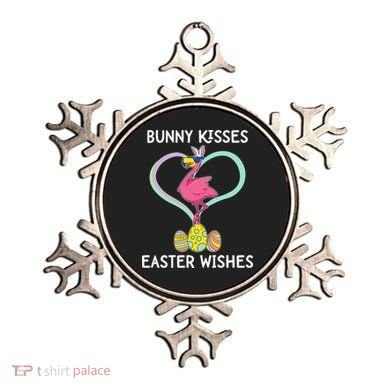 Bunny Kisses Easter Wishes Flamingo Happy Easter Day Gift Ornament