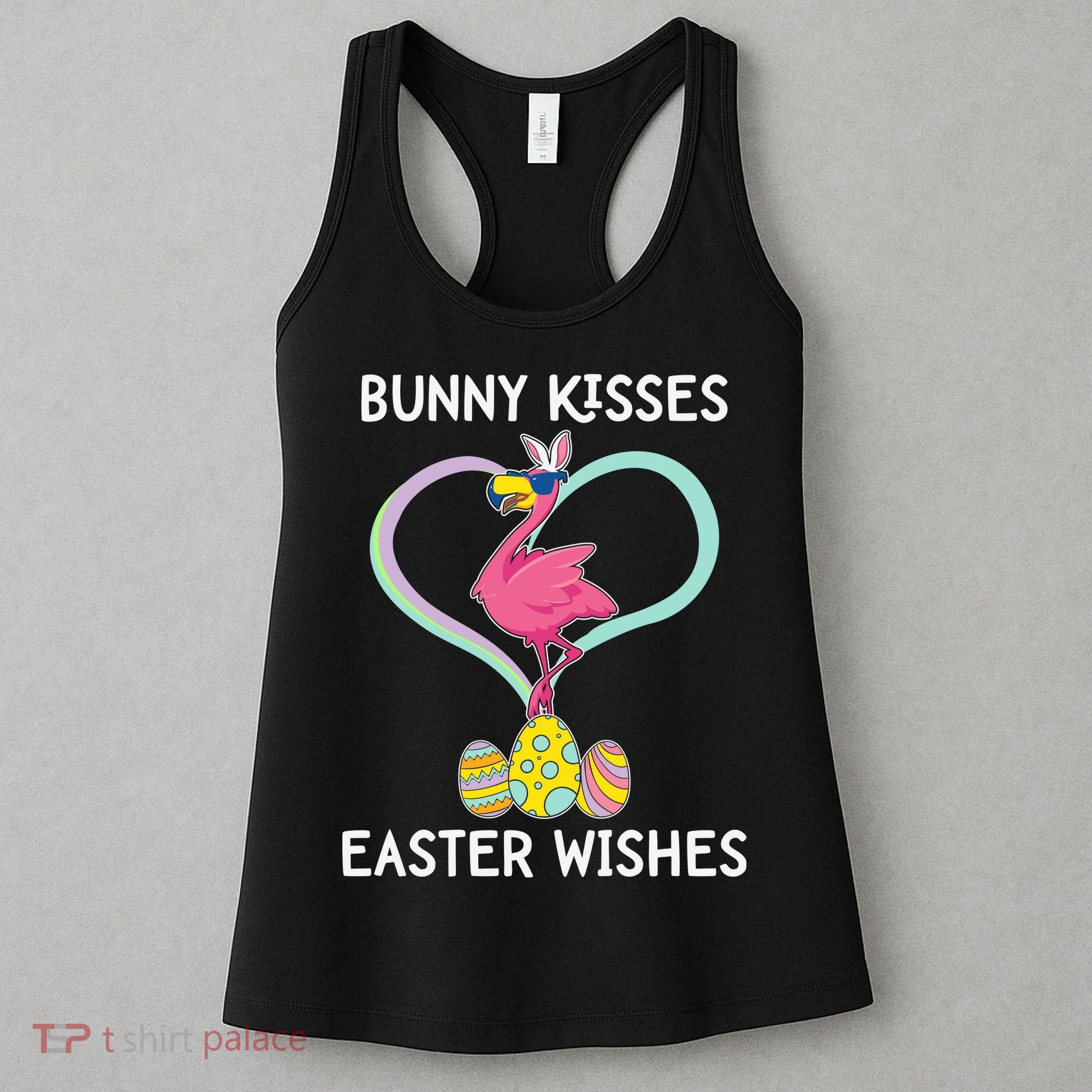 Bunny Kisses Easter Wishes Flamingo Happy Easter Day Gift Women's Tank Top