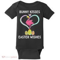 Bunny Kisses Easter Wishes Flamingo Happy Easter Day Gift Baby Bodysuit thumb 0