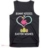 Bunny Kisses Easter Wishes Flamingo Happy Easter Day Gift Tank Top thumb 0