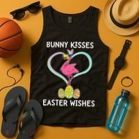Bunny Kisses Easter Wishes Flamingo Happy Easter Day Gift Tank Top thumb 4