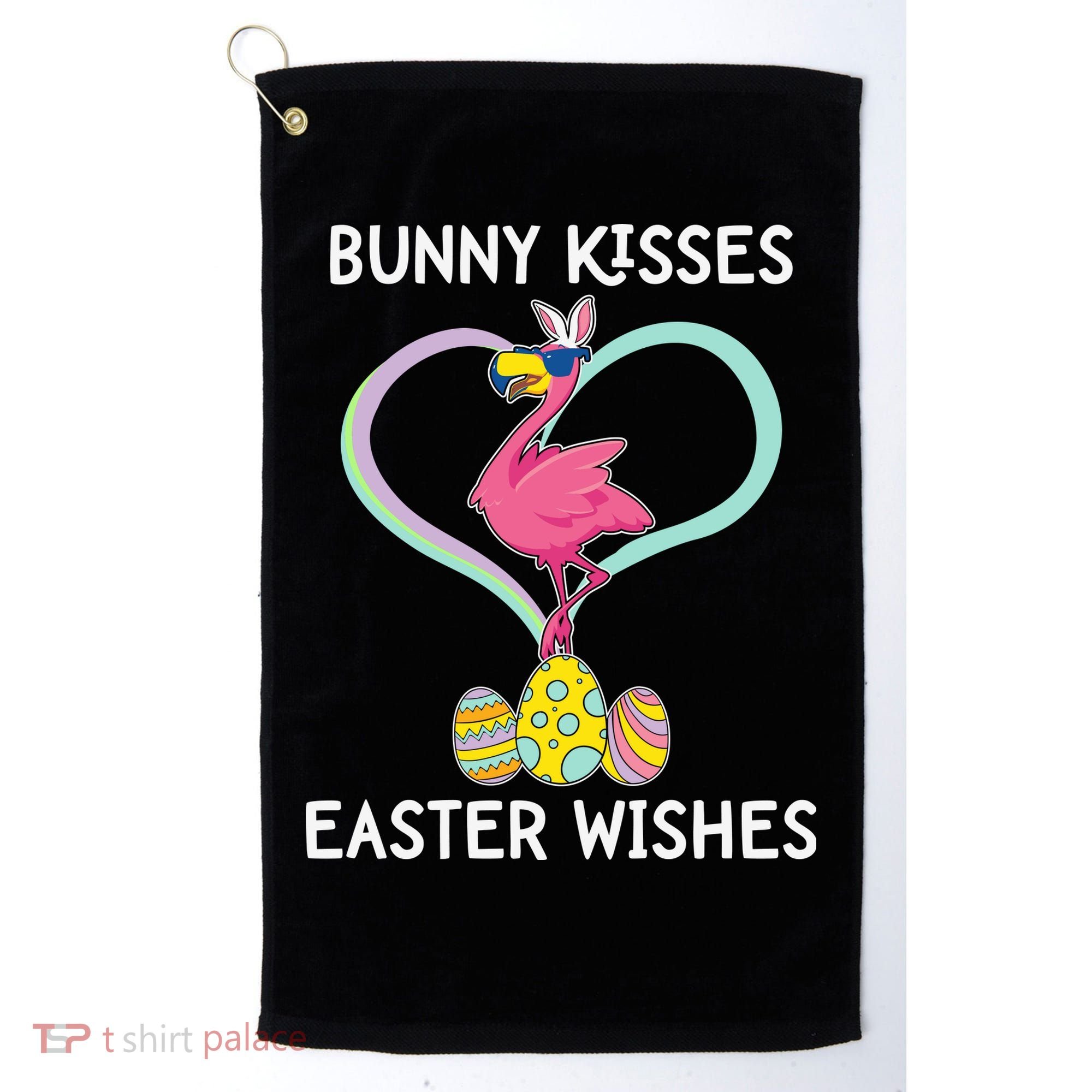 Bunny Kisses Easter Wishes Flamingo Happy Easter Day Gift Golf Towel