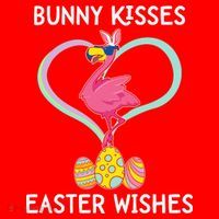 Bunny Kisses Easter Wishes Flamingo Happy Easter Day Gift Santa Hat thumb 1