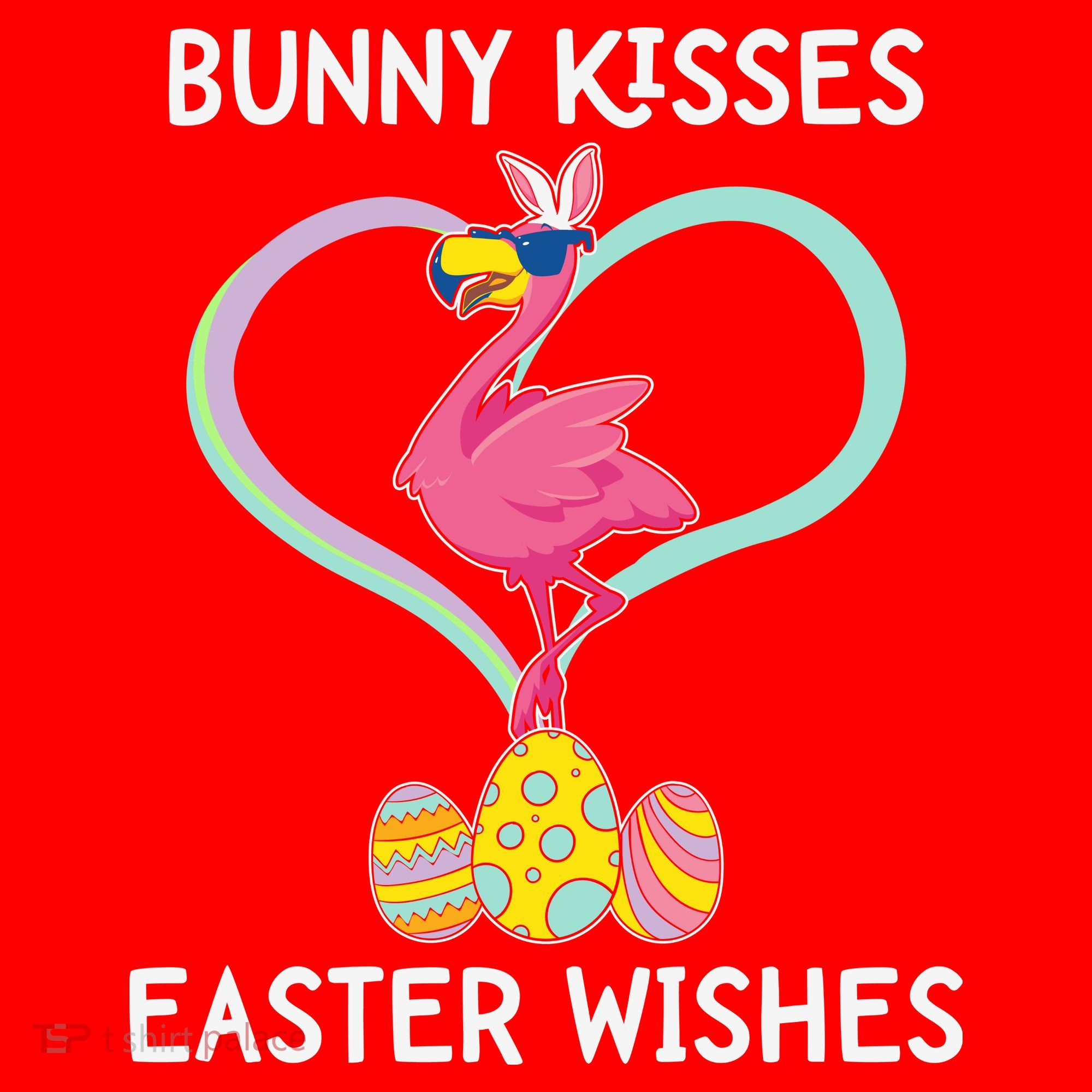 Bunny Kisses Easter Wishes Flamingo Happy Easter Day Gift Santa Hat
