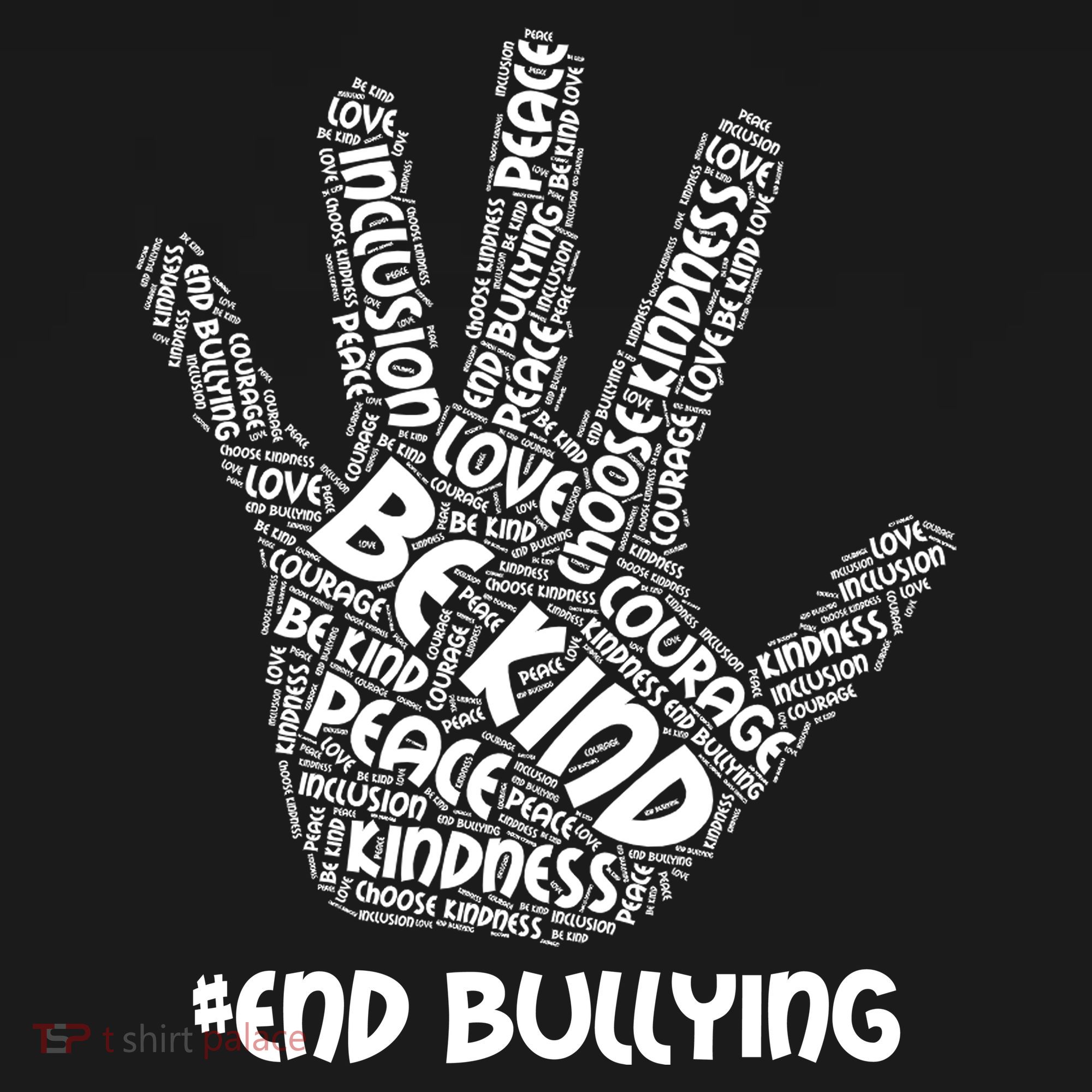 Be Kind #End Bullying Word Art Hand Baby Bodysuit